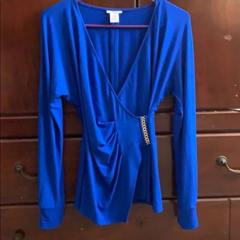 Cache royal blue wrap top